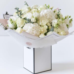 Beautifully Simple Showstopper White Flower Bouquet.